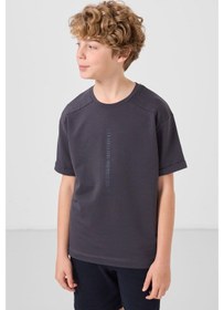 Resim Tommylife Antrasit Pamuklu Yumuşak Dokulu Oversize Baskılı Erkek Çocuk T-shirt - 11301 Antrasit 
