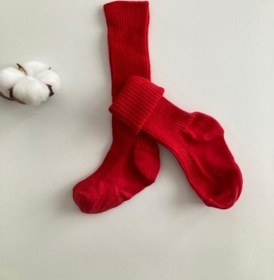 Resim Key Kıds Kırmızı Fitilli Diz Altı Çorap ÇoK Renkli 