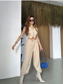 Resim Hgfashion Kadın Yelek Pantolon İkili Takım Taş Renk Taş 