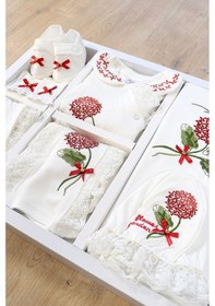 Resim Sitilin Kız Bebek Ortanca Natural 10 Lu Hastane Çıkışı Kanaviçe Çiçek Desen Stl4576 Kırmızı 