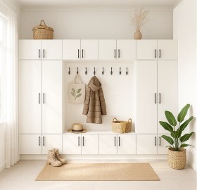 Resim Ezel Portmanto Kapaklı, Raflı, Askılı Vestiyer 