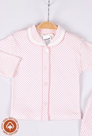 Resim Miniel Kız Bebek Puantiye Desenli Uzun Kollu Patikisiz Organik Pamuklu 0-6-12 Ay Bebek Pijama Takımı 