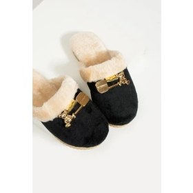 Resim Linas Collection Içi Kürklü Sessiz Taban Toka Detaylı Kadın Ev Terliği 