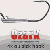 Resim OZARK 5 Adet Siyah Nikel Düz Saplı Balıkçılık Kancaları - Levrek/Alabalık/Tunca İçin Yabani Otlara Dayanıklı, Ekstra Keskin Paslanmaz Texas Rig & Kurşun Başlık, Tuzlu ve Tatlı Su 