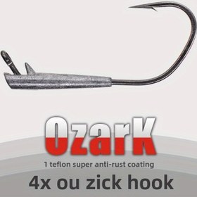 Resim OZARK 5 Adet Siyah Nikel Düz Saplı Balıkçılık Kancaları - Levrek/Alabalık/Tunca İçin Yabani Otlara Dayanıklı, Ekstra Keskin Paslanmaz Texas Rig & Kurşun Başlık, Tuzlu ve Tatlı Su 