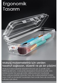 Resim 4'lü Taşınabilir Makyaj Organizeri - Şeffaf Çok Amaçlı Kozmetik Makyaj Fırçası Düzenleyici Fırçalık 