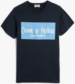 Resim Koton Erkek Çocuk Tişört Slogan Baskılı Kısa Kollu Bisiklet Yaka Pamuklu 001 