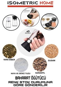 Resim 1 Adet Karışık Renk Seramik Bıçaklı Tuz, Baharat Değirmeni Siyah - Beyaz 