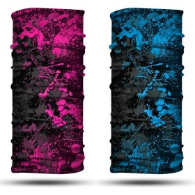 Resim Dair Aksesuar Pembe Turkuaz Boya Desenli 2'li Set Boyunluk Bandana Outdoor Balaklava Yüz Maskesi Kafa Bandı 