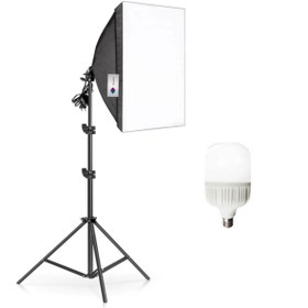 Resim Deyatech 50x70 Softbox Sürekli Video Işık Seti Tek Duylu 6500 Kelvin Led Lamba 