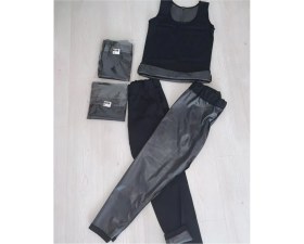 Resim Kadın Siyah Sauna Termal Tayt Atlet Takımı 