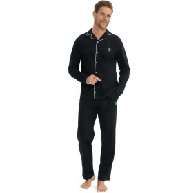 Resim U.s. Polo Assn. - Erkek Siyah Boydan Patlı Pijama Takımı Siyah 
