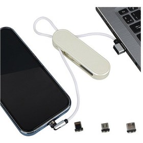 Resim Powermaster PM-25905 Beyaz 3in1 Type C- Lightning-micro Usb Manyetik Uç Taşınabilir Şarj Kablosu 