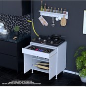 Resim Modilayn Birce Xl Set Ocak Altı Dolap 70x88x56 Cm 2 Kapak 2 Göz Bölmeli Üst Asma Baharat Raflı Beyaz 