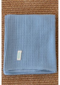 Resim Pamuk Ekstra Yumuşak 4 Katlı Müslin Battaniye Indigo Mavi 85x100 CM Açık İndigo Mavi 