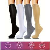 Resim 1 Çift Kompresyon Çorap - Yumuşak, Ter Dirençli & Koku Önleyici, 20-30 MmHg Destek, Baldır Üstü Siyah, Beyaz, Gri, Bej - Polyester Karışımı, Sadece Elde Yıkama Erkekler ve Kadınlar İçin 