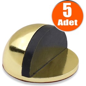 Resim Badem10 5 Adet Yarımay Yapışkanlı Kapı Kolu Stoperi Tamponu Metal Kapı Stopu Durdurucu Tutucu Tutacağı Gold Altın 