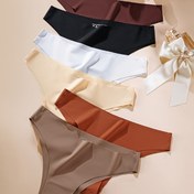Resim 6 Paket Dikişsiz Kadın Fitness İç Çamaşırı, Nefes Alabilir Arka Bilek Buzlu Sliky Fiber Kumaş, Seksi Bikini Külot, Düz Renk, Örgü Kumaş, Poliamid %85, Elastan %15, Beli Düşük, 160gsm - Avrupa ve Amerika Stili 