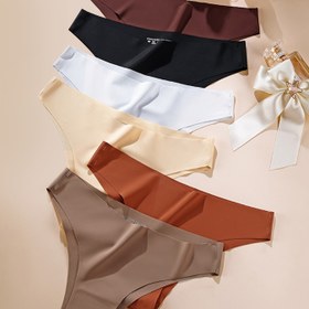 Resim 6 Paket Dikişsiz Kadın Fitness İç Çamaşırı, Nefes Alabilir Arka Bilek Buzlu Sliky Fiber Kumaş, Seksi Bikini Külot, Düz Renk, Örgü Kumaş, Poliamid %85, Elastan %15, Beli Düşük, 160gsm - Avrupa ve Amerika Stili 