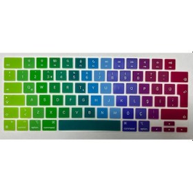 Resim Arabulalaca MacBook Uyumlu Air 15 A2941 Türkçe Klavye Koruyucu Gökkuşağı 