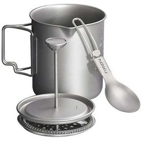 Resim Createtech Titanyum Skycity Seti Renkli Portatif Pişirme Kupası Katlanır Kaşık Kamp Kahve French Press 750ml Çok Renkli 