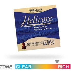 Resim D'Addario H610 Helicore Kontrabas Tel Seti (3/4) | Orkestral Kullanım İçin Çok Lifli Çelik Öz Krom Sarım ile Zengin ve Sıcak Tını 