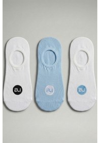 Resim Allunique Penye Pamuk 3'lü Bebe Mavisi Asorti Görünmez Sneaker Çorap Bebe Mavi 