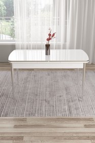 Resim Canisa Tia Serisi 80x132 Açılabilir Mdf Beyaz Krom Ayaklı Yemek Masası 