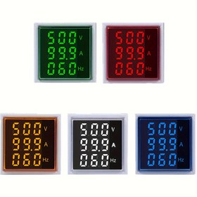 Resim LED Dijital Gerilim Akım Hertz Kare Gösterge Paneli Ölçer Delik 22mm ile 0-100A Voltmetre Ampermetre Frekans 