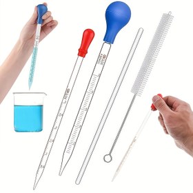 Resim Cam Ölçü Silindiri, Cam Pipet 3ml/10ml Cam Karıştırma Çubuğu ile, Temizleme Fırçası 2 adet/4 adet 