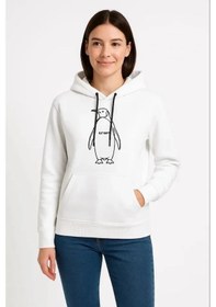 Resim Kadın Salaş Stil Beyaz Nihilist Penguen Özel Tasarım Oversize Kap 