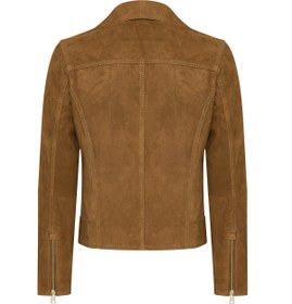 Resim Alba Kadın Camel Biker Süet Deri Ceket - Camel / 