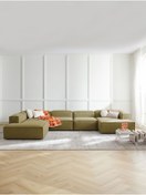 Resim S Home Design Concept 5 Modül Pofidik Modüler Kanepe Xl Köşe Koltuk Takımı Sol Köşe, Keten Yağ Yeşili 370 Cm 