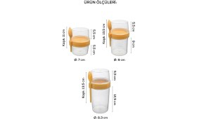 Resim 3'lü Set Çatallı Kaşık Hazırla ve Çık Meyveli Yoğurt Kabı - Öğün Kabı Sarı 