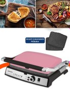Resim GoldMaster Gralux Pembe Paslanmaz Çelik 2000 Watt Granit Çıkarılabilir Plakalı Tost Ve Izgara Makinesi 