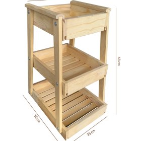 Resim Sebzelik Meyvelik Mutfak Banyo Düzenleyici 3 Katlı Çam 