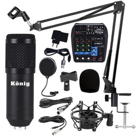 Resim König BM800 Mikrofon + K200 Ses Kartlı Mikser Kayıt Paketi 