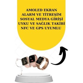 Resim Pileli Store Bileklikli Amoled Ekran Akıllı Saat ve Dijital Göstergeli Kablosuz Bluetooth Kulaklık Anc/ Enc 