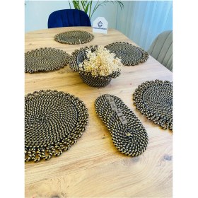 Resim Jütex Home Jüt Hasır Amerikan Servis Supla Bardak Altı ve Sepet 13 Parça 