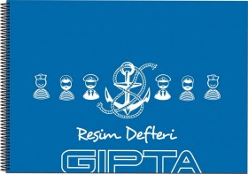 Resim Resim Defteri 35x50 25 Yaprak Spiralli Plastik Kapak Mavi 