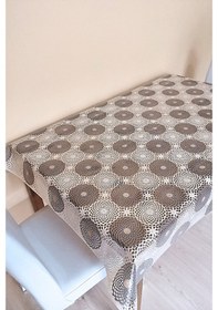 Resim Dantel Görünümlü Üstü Şeffaf Kaplı Muşamba Masa Örtüsü -krem Renk-farklı Ölçülerde-cftrnk Krem 