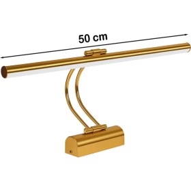 Resim Goes Flüt LED Aplik 50 cm 3200K Gün Işığı | Modern Duvar Aydınlatma | Enerji Tasarruflu Banyo, Tablo ve Çalışma Masası Lambası (Gold) 