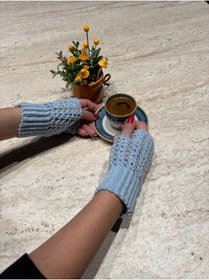 Resim örgü El Yapımı Parmaksız Eldiven/ Ajurlu Şık Tasarım/ Kışlık Kadın Eldiven 