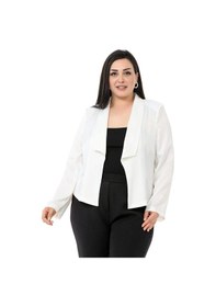 Resim Disentis Büyük Beden Şal Yaka Astarsız Kısa Saten Beyaz Ceket-beyaz Beyaz 