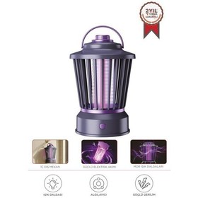 Resim Torima Ssk-12 Siyah Şarjlı Uv Işıklı Elektrikli Sivrisinek Öldürücü Lamba Sinek Kovucu Sineksavar 1 Adet 
