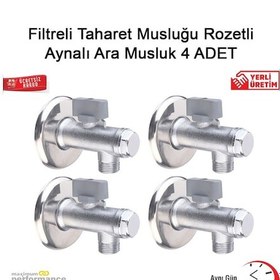 Resim Filtreli Taharet Musluğu Rozetli Aynalı Ara Musluk 4 Adet 