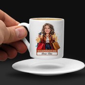 Resim Alışveriş Delisi Anne Karikatürlü Kahve Fincanı 