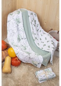 Resim Luckka Dijital Baskılı 3'lü Müslin Örtü Seti - 75x75 Cm - Zt5000 Yeşil Yeşil 