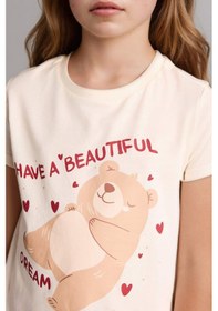 Resim Defacto Regular Fıt 2li Pijama Takımı Kız Çocuk H0151a826sper103 Ekru-er103 