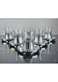 Resim Rova Tr Lüks Titanyum Kaplama 6 Kişilik Çay Bardağı Seti - Solmaz Kaplamaçay Takımı Gümüş 